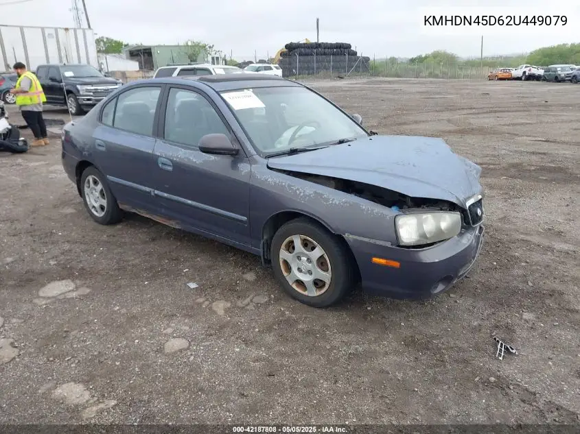 2002 Hyundai Elantra Gls VIN: KMHDN45D62U449079 Lot: 42187808