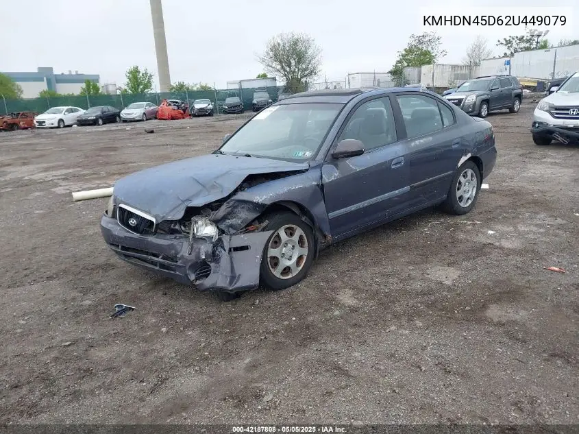 2002 Hyundai Elantra Gls VIN: KMHDN45D62U449079 Lot: 42187808