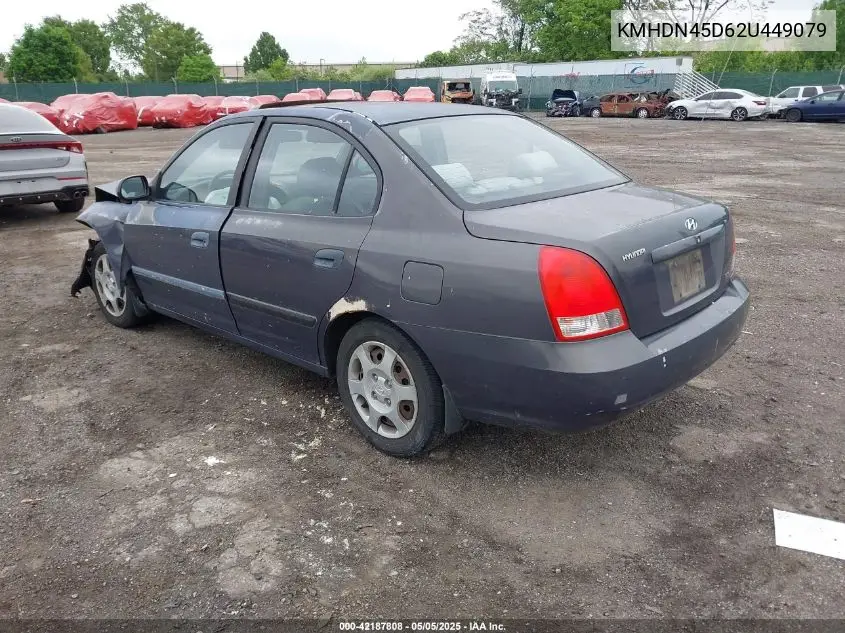 2002 Hyundai Elantra Gls VIN: KMHDN45D62U449079 Lot: 42187808