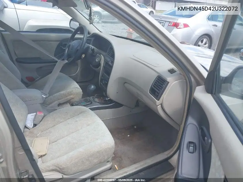 2002 Hyundai Elantra Gls VIN: KMHDN45D42U322072 Lot: 42208097