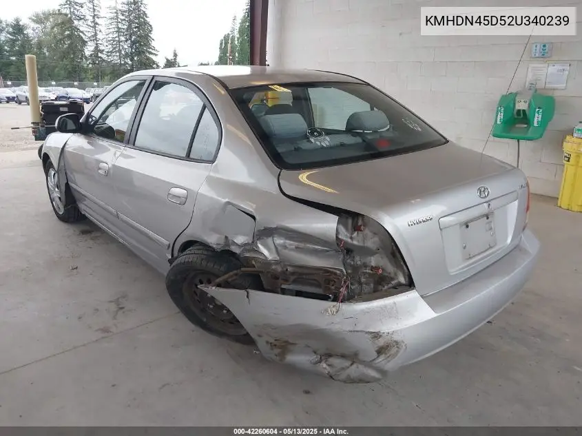 2002 Hyundai Elantra Gls VIN: KMHDN45D52U340239 Lot: 42260604