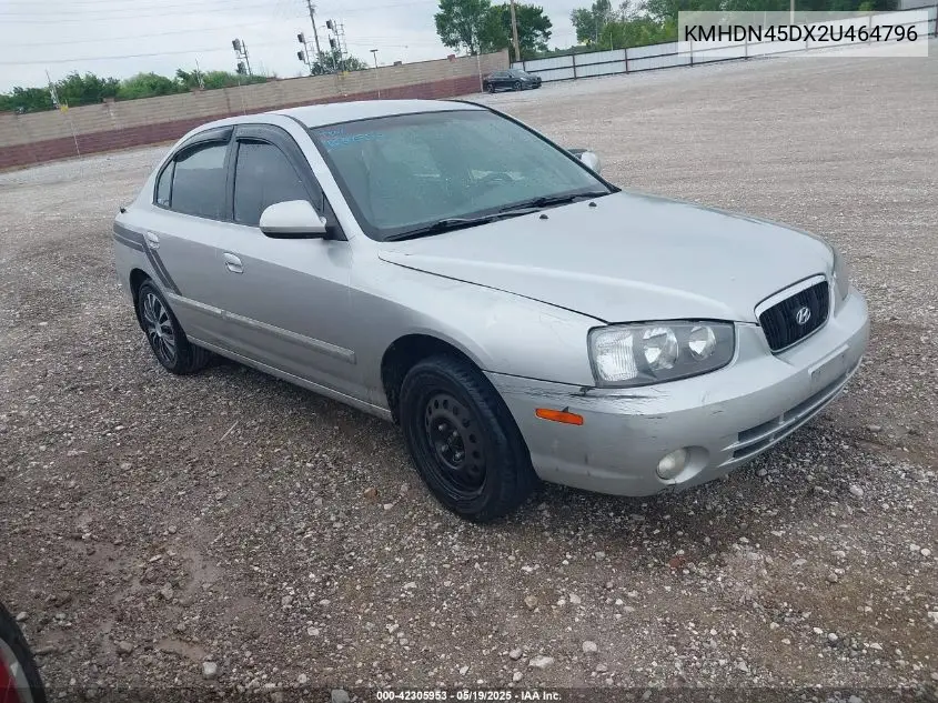 2002 Hyundai Elantra Gls VIN: KMHDN45DX2U464796 Lot: 42305953