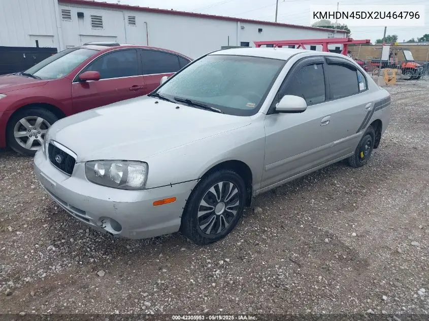 2002 Hyundai Elantra Gls VIN: KMHDN45DX2U464796 Lot: 42305953