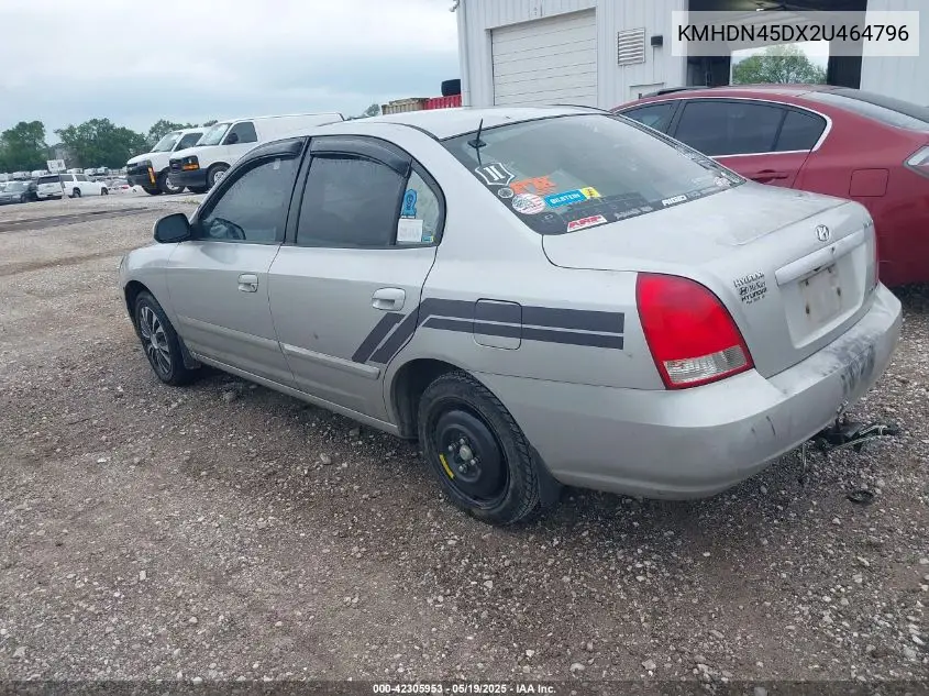 2002 Hyundai Elantra Gls VIN: KMHDN45DX2U464796 Lot: 42305953