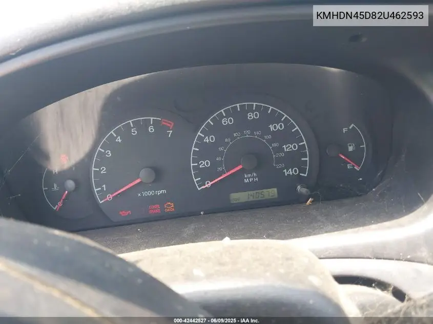 2002 Hyundai Elantra Gls VIN: KMHDN45D82U462593 Lot: 42442527