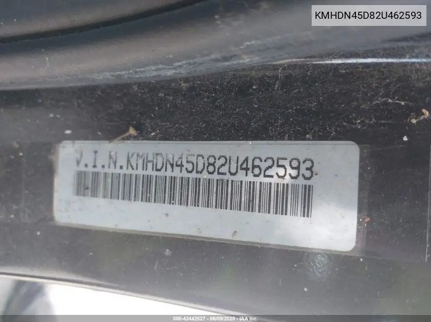 2002 Hyundai Elantra Gls VIN: KMHDN45D82U462593 Lot: 42442527