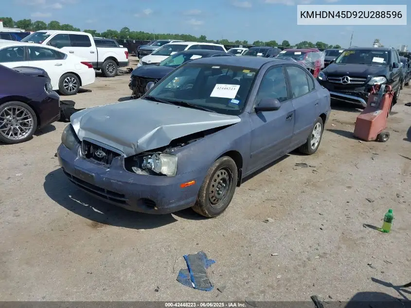 2002 Hyundai Elantra Gls VIN: KMHDN45D92U288596 Lot: 42448223