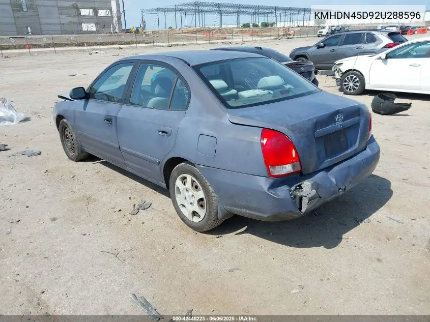 2002 Hyundai Elantra Gls VIN: KMHDN45D92U288596 Lot: 42448223