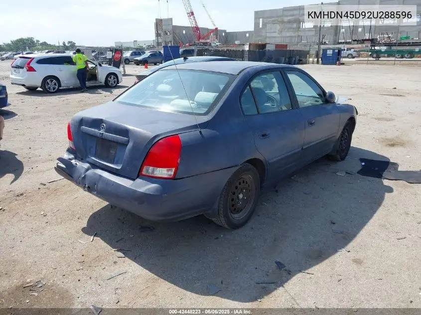2002 Hyundai Elantra Gls VIN: KMHDN45D92U288596 Lot: 42448223
