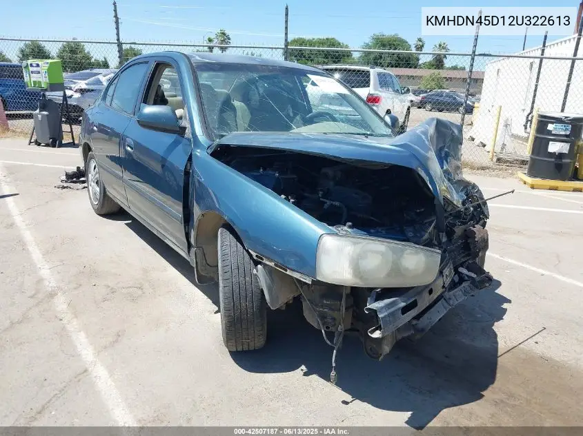 2002 Hyundai Elantra Gls VIN: KMHDN45D12U322613 Lot: 42507187