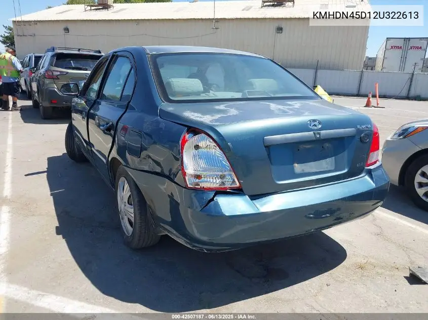 2002 Hyundai Elantra Gls VIN: KMHDN45D12U322613 Lot: 42507187
