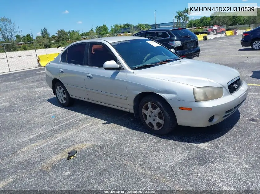 2002 Hyundai Elantra Gls VIN: KMHDN45DX2U310539 Lot: 42523118