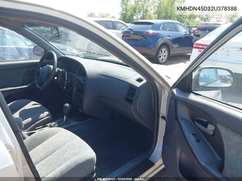 2002 Hyundai Elantra Gls VIN: KMHDN45D32U378388 Lot: 42559121