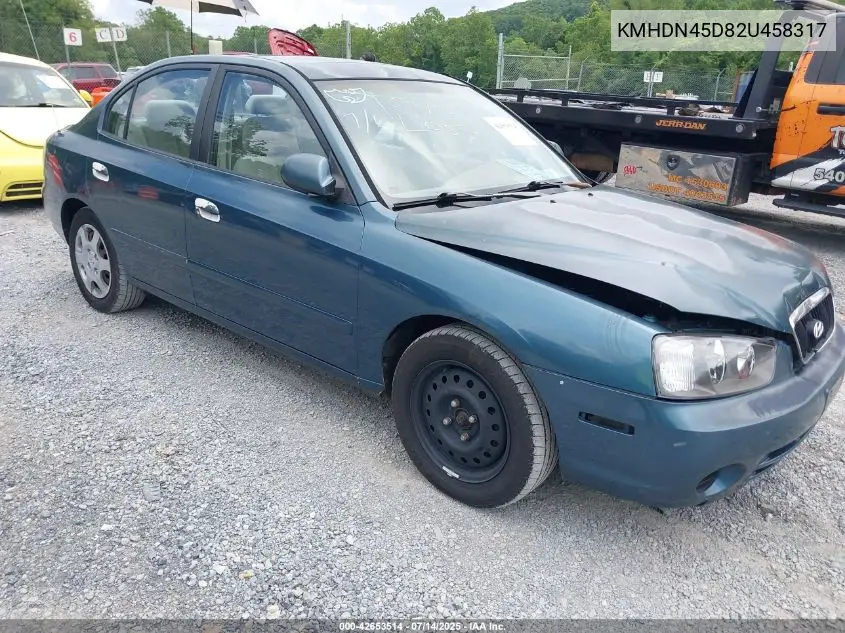 2002 Hyundai Elantra Gls VIN: KMHDN45D82U458317 Lot: 42653514
