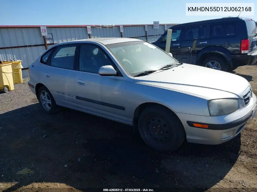 2002 Hyundai Elantra Gls/Gt VIN: KMHDN55D12U062168 Lot: 42655312