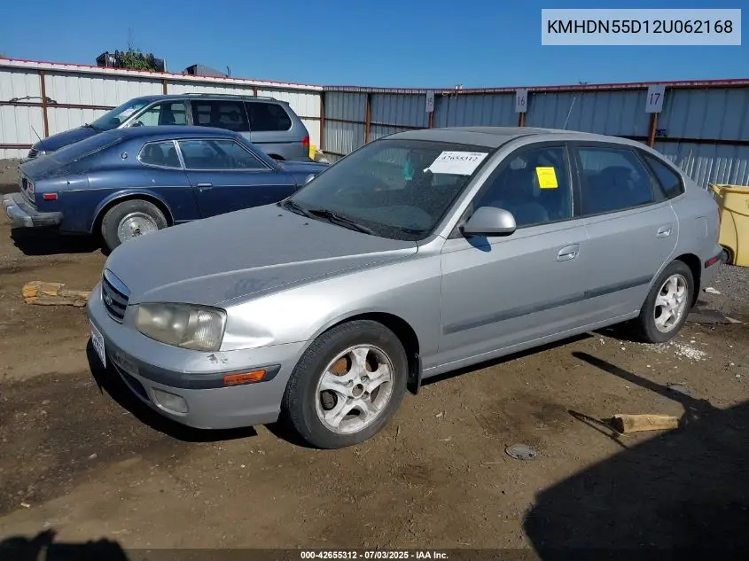 2002 Hyundai Elantra Gls/Gt VIN: KMHDN55D12U062168 Lot: 42655312