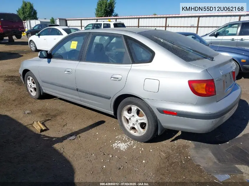 2002 Hyundai Elantra Gls/Gt VIN: KMHDN55D12U062168 Lot: 42655312