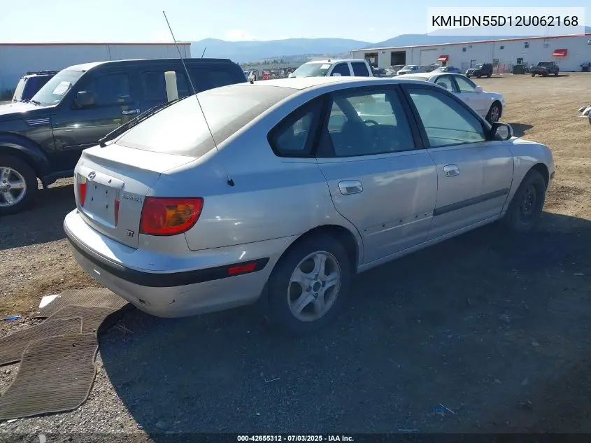 2002 Hyundai Elantra Gls/Gt VIN: KMHDN55D12U062168 Lot: 42655312