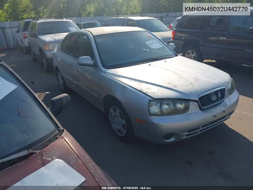 2002 Hyundai Elantra Gls VIN: KMHDN45D32U442770 Lot: 42665319