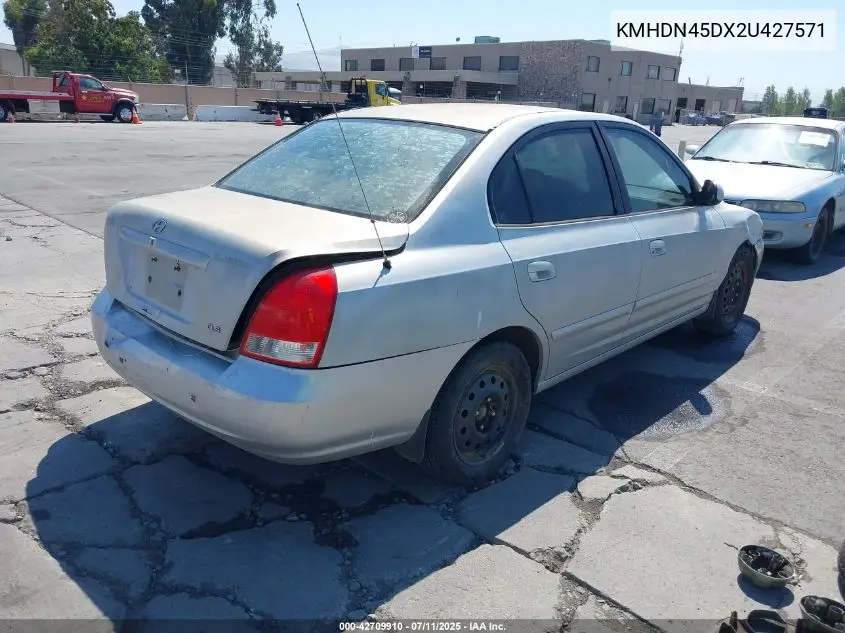 2002 Hyundai Elantra Gls VIN: KMHDN45DX2U427571 Lot: 42709910