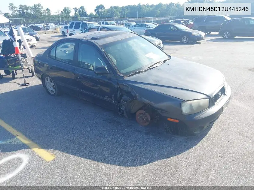 2002 Hyundai Elantra Gls VIN: KMHDN45D12U445246 Lot: 42711025
