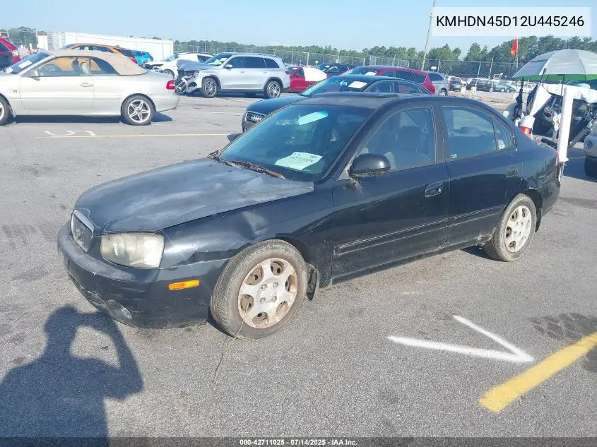 2002 Hyundai Elantra Gls VIN: KMHDN45D12U445246 Lot: 42711025