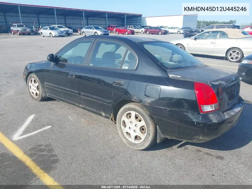 2002 Hyundai Elantra Gls VIN: KMHDN45D12U445246 Lot: 42711025