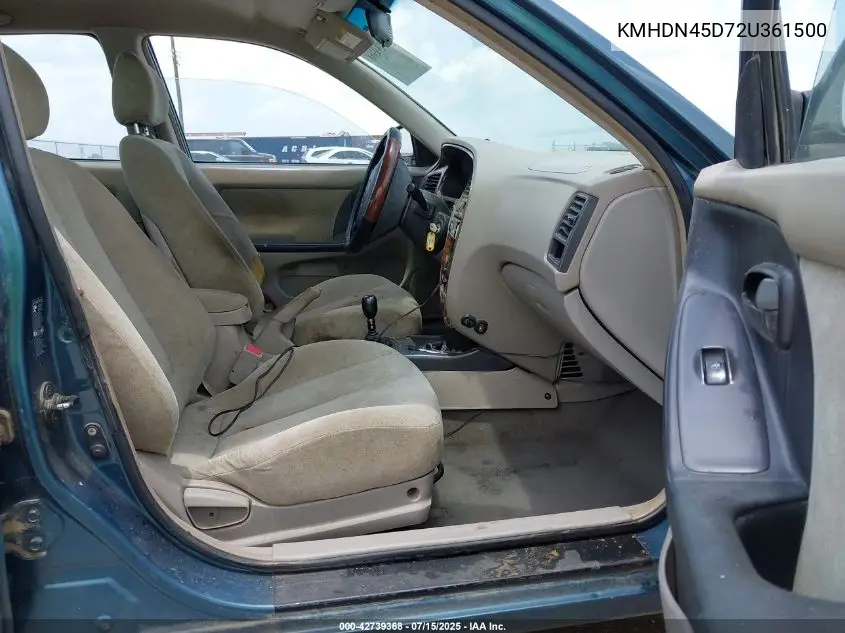 2002 Hyundai Elantra Gls VIN: KMHDN45D72U361500 Lot: 42739368
