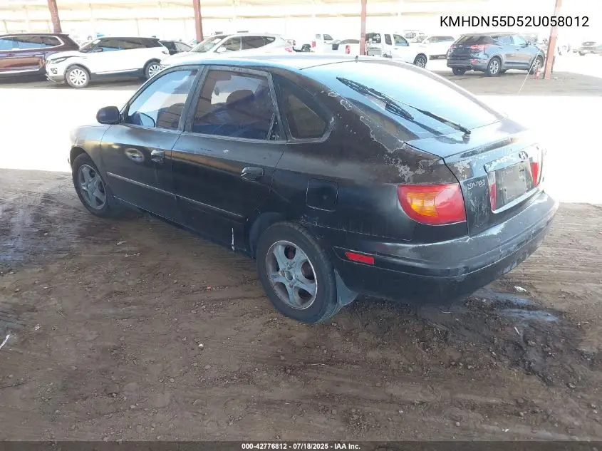 2002 Hyundai Elantra Gt VIN: KMHDN55D52U058012 Lot: 42776812