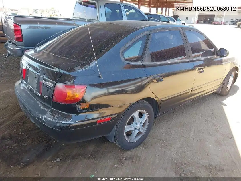 2002 Hyundai Elantra Gt VIN: KMHDN55D52U058012 Lot: 42776812