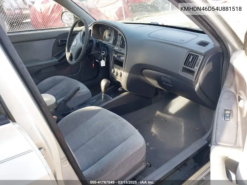 2004 Hyundai Elantra Gls/Gt VIN: KMHDN46D54U881518 Lot: 41767049
