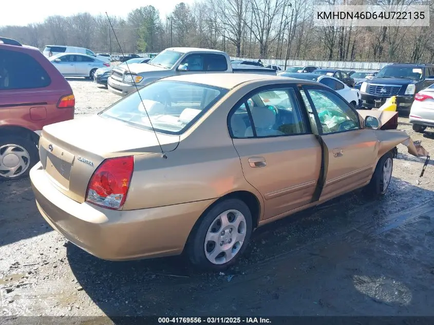 2004 Hyundai Elantra Gls/Gt VIN: KMHDN46D64U722135 Lot: 41769556