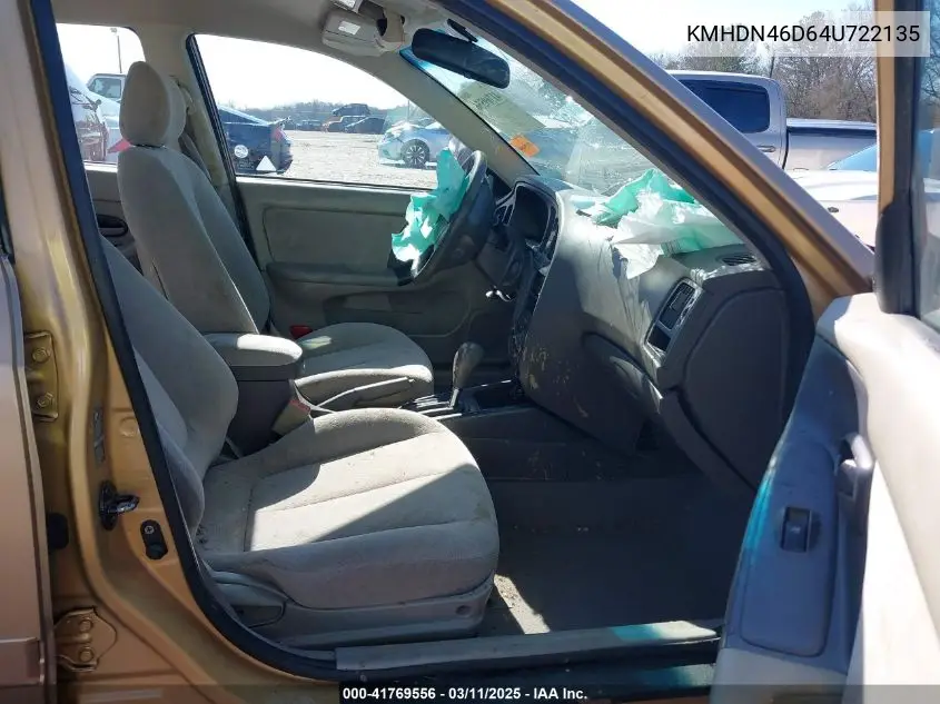 2004 Hyundai Elantra Gls/Gt VIN: KMHDN46D64U722135 Lot: 41769556