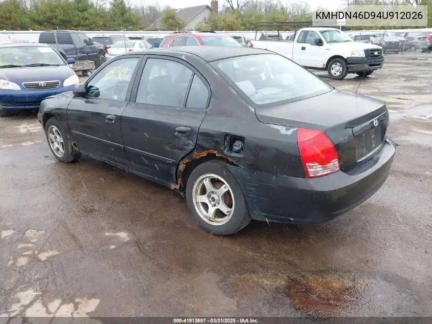 2004 Hyundai Elantra Gls/Gt VIN: KMHDN46D94U912026 Lot: 41913697
