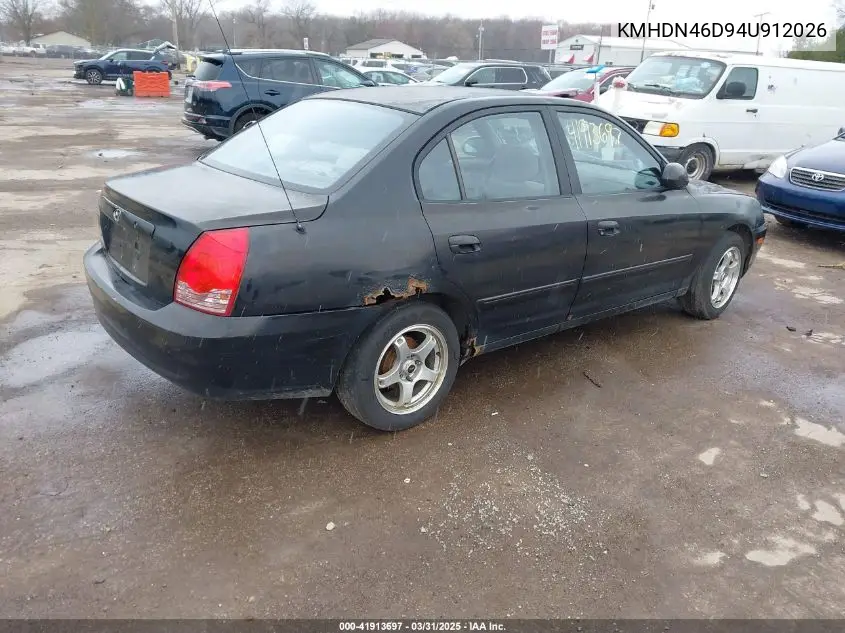 2004 Hyundai Elantra Gls/Gt VIN: KMHDN46D94U912026 Lot: 41913697