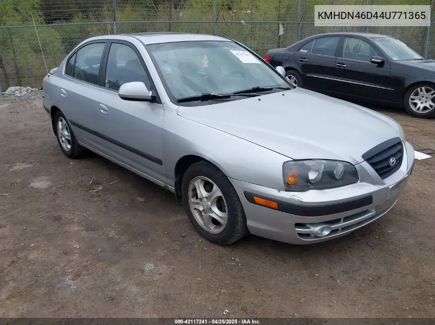 2004 Hyundai Elantra Gls/Gt VIN: KMHDN46D44U771365 Lot: 42117241