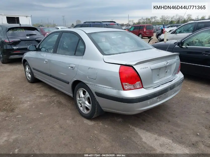 2004 Hyundai Elantra Gls/Gt VIN: KMHDN46D44U771365 Lot: 42117241