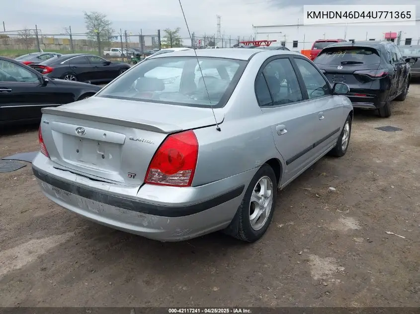 2004 Hyundai Elantra Gls/Gt VIN: KMHDN46D44U771365 Lot: 42117241