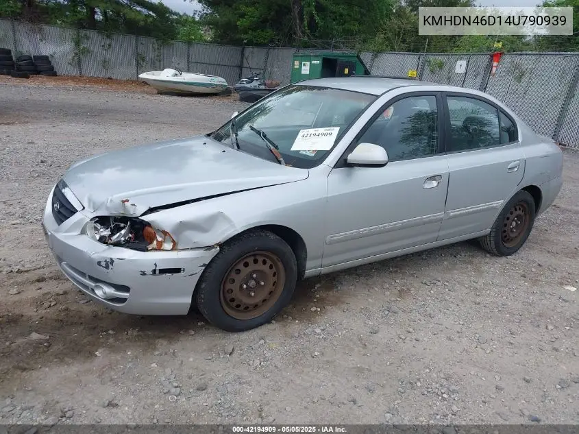 2004 Hyundai Elantra Gls/Gt VIN: KMHDN46D14U790939 Lot: 42194909