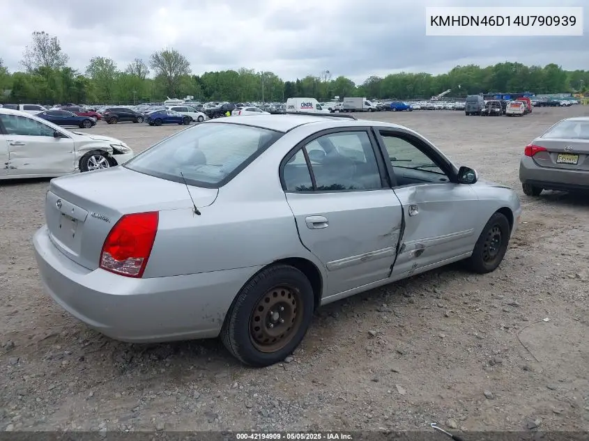 2004 Hyundai Elantra Gls/Gt VIN: KMHDN46D14U790939 Lot: 42194909