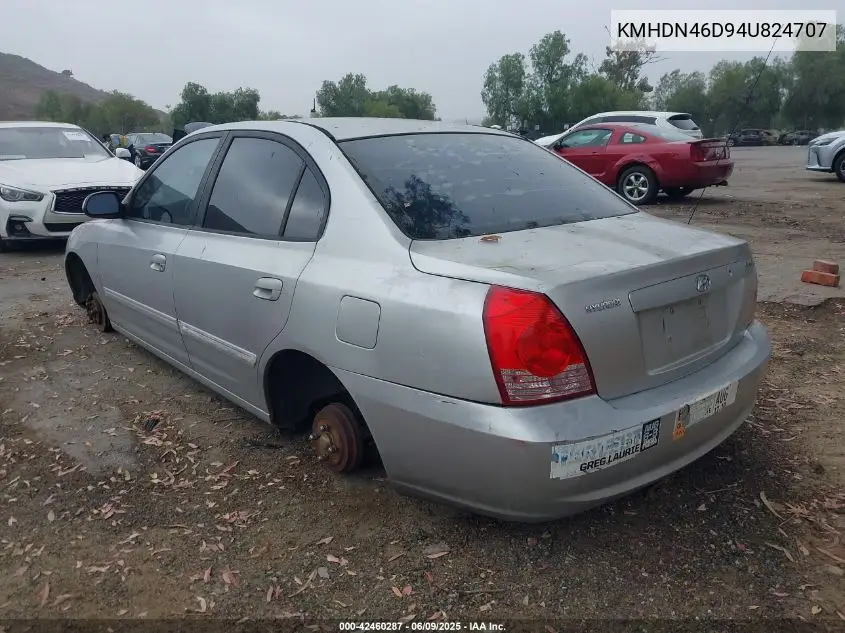 2004 Hyundai Elantra Gls/Gt VIN: KMHDN46D94U824707 Lot: 42460287