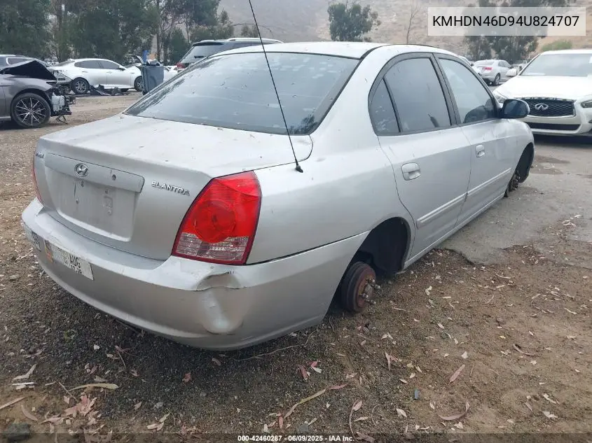 2004 Hyundai Elantra Gls/Gt VIN: KMHDN46D94U824707 Lot: 42460287