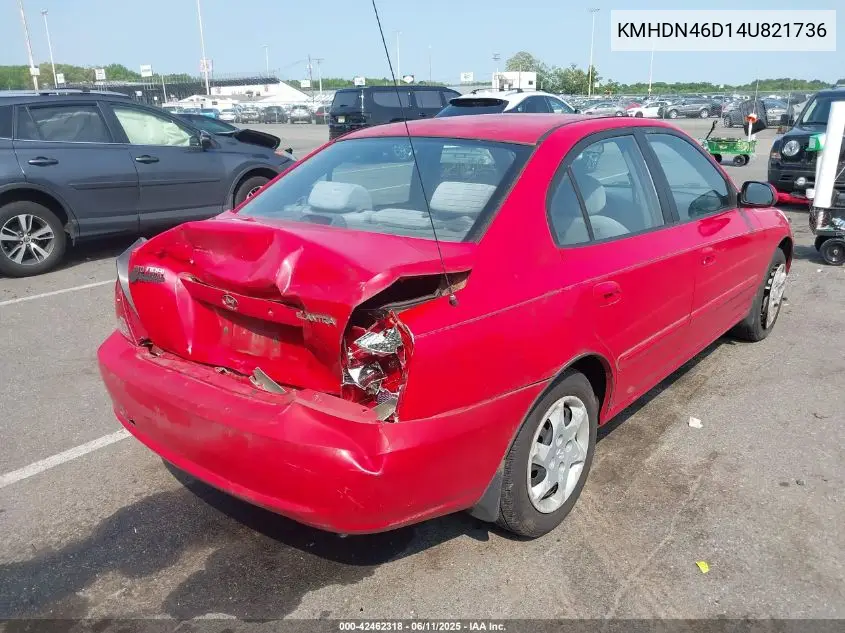 2004 Hyundai Elantra Gls/Gt VIN: KMHDN46D14U821736 Lot: 42462318