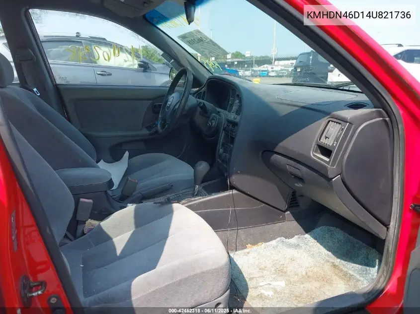2004 Hyundai Elantra Gls/Gt VIN: KMHDN46D14U821736 Lot: 42462318