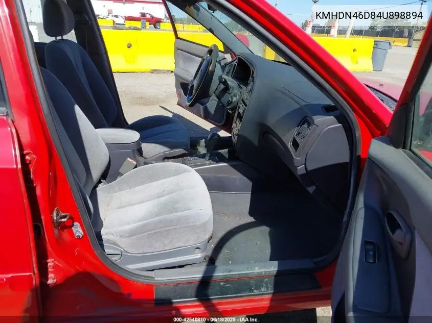 2004 Hyundai Elantra Gls/Gt VIN: KMHDN46D84U898894 Lot: 42540810