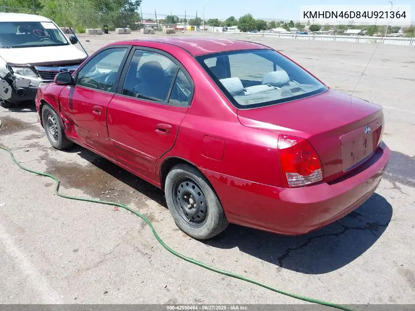 2004 Hyundai Elantra Gls/Gt VIN: KMHDN46D84U921364 Lot: 42590464