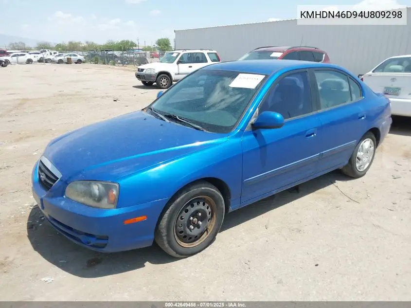 2004 Hyundai Elantra Gls/Gt VIN: KMHDN46D94U809298 Lot: 42649458