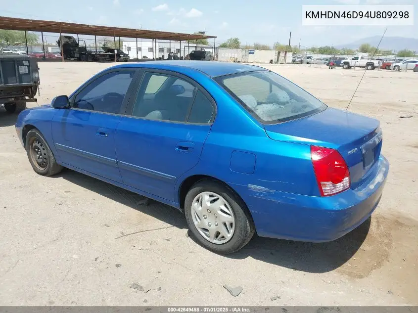 2004 Hyundai Elantra Gls/Gt VIN: KMHDN46D94U809298 Lot: 42649458