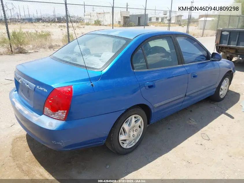 2004 Hyundai Elantra Gls/Gt VIN: KMHDN46D94U809298 Lot: 42649458
