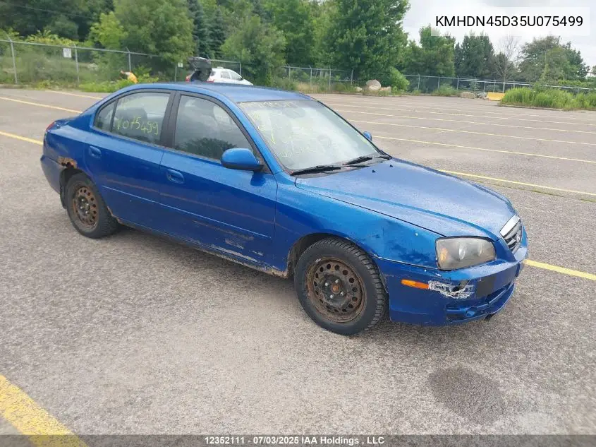 2005 Hyundai Elantra Ve VIN: KMHDN45D35U075499 Lot: 12352111
